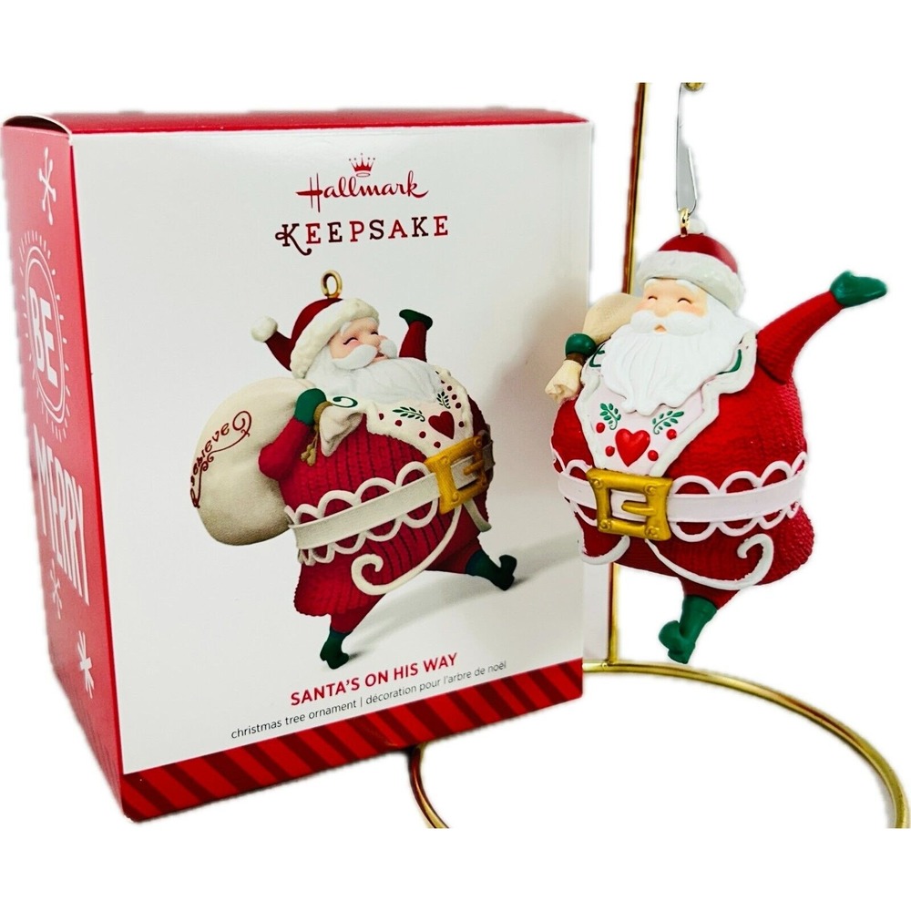 Hallmark SANTA'S ON HIS WAY 2014 Keepsake Ornament‎ Believe Bag with Box